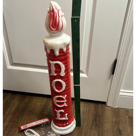 Vtg Empire Blow Mold Noel Red Candlestick Christmas 26" Lighted NEW Cord 1970 - Picture 3 of 5